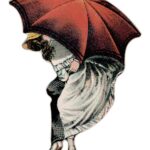 Vintage Man Woman Kissing Under Umbrella Lowres