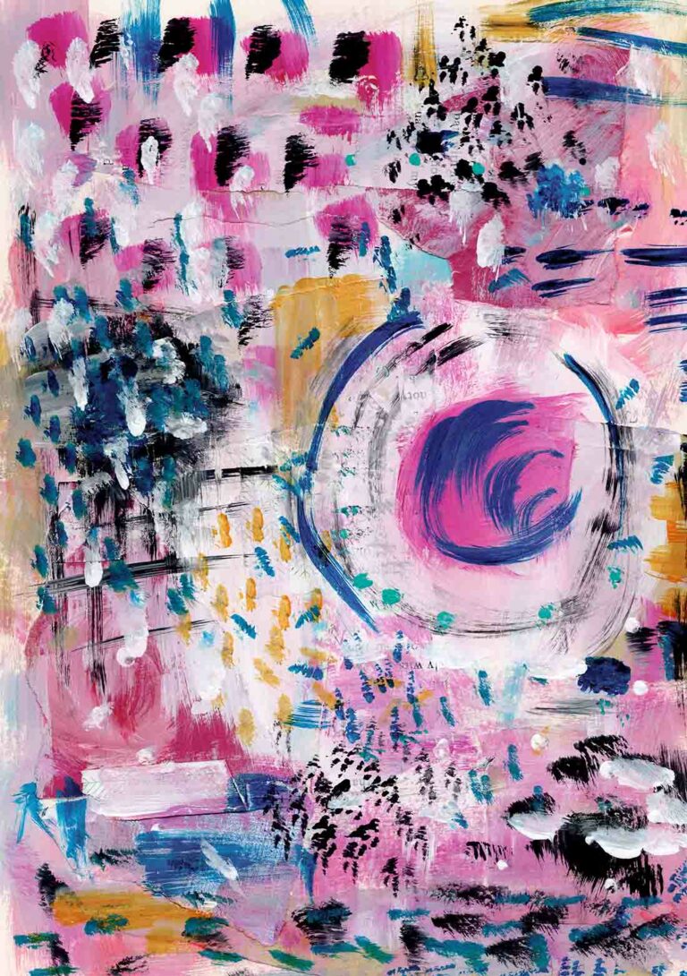 Pink, Yellow and Blue Painted Art Paper 03