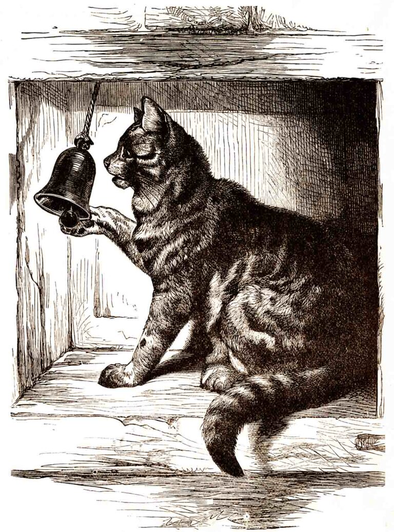 Victorian Cat Ringing Bell