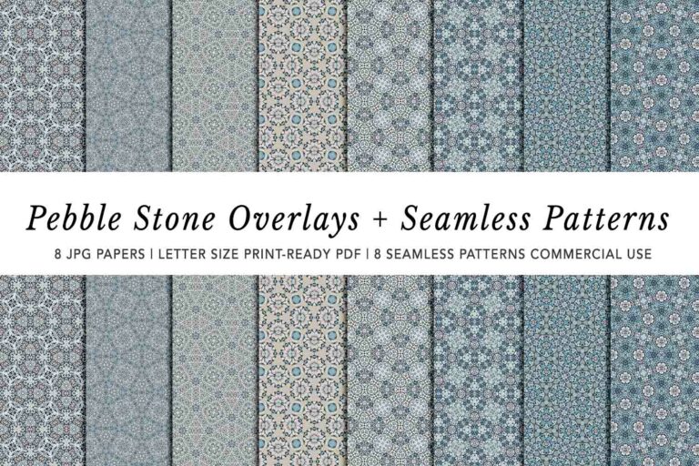 Pebble Stones Patterned Overlays + Seamless Pattern Tiles