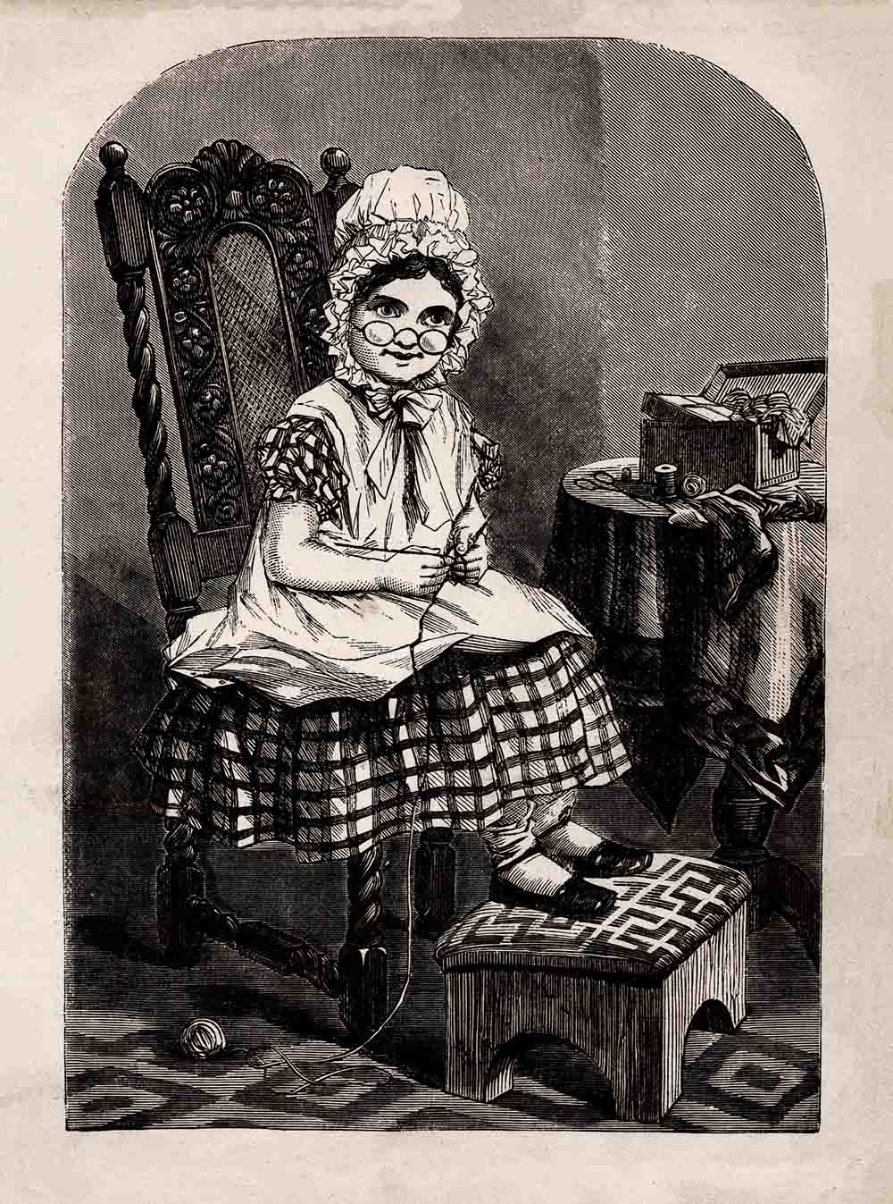 Victorian Girl Knitting Web Size