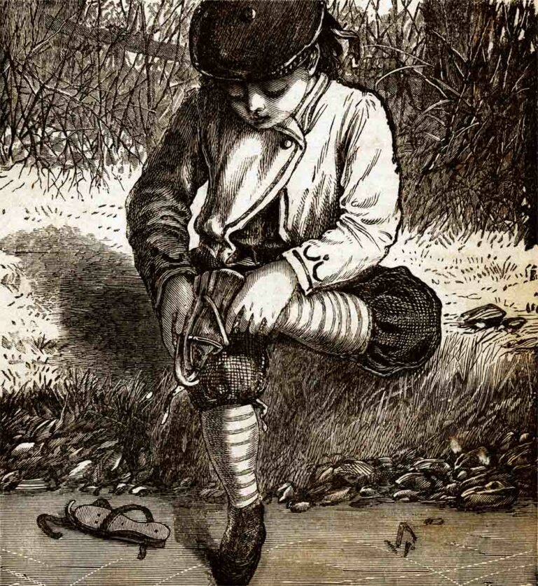 Victorian Child Putting on Ice Skates