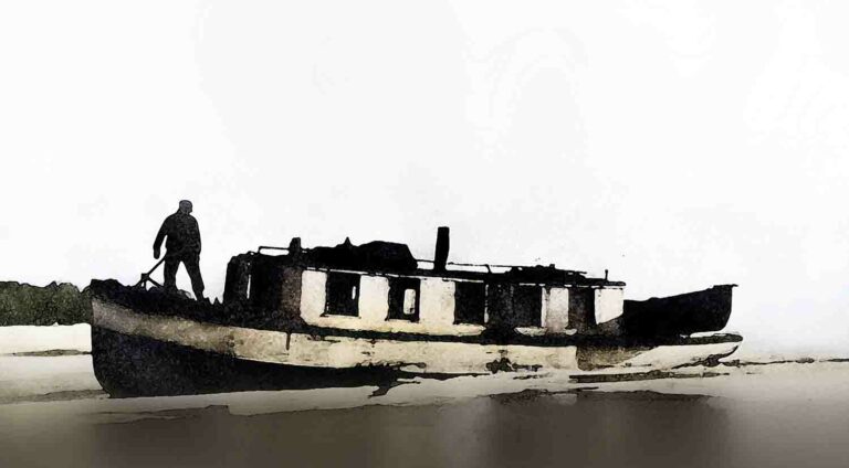 Boat in Water Digital Art