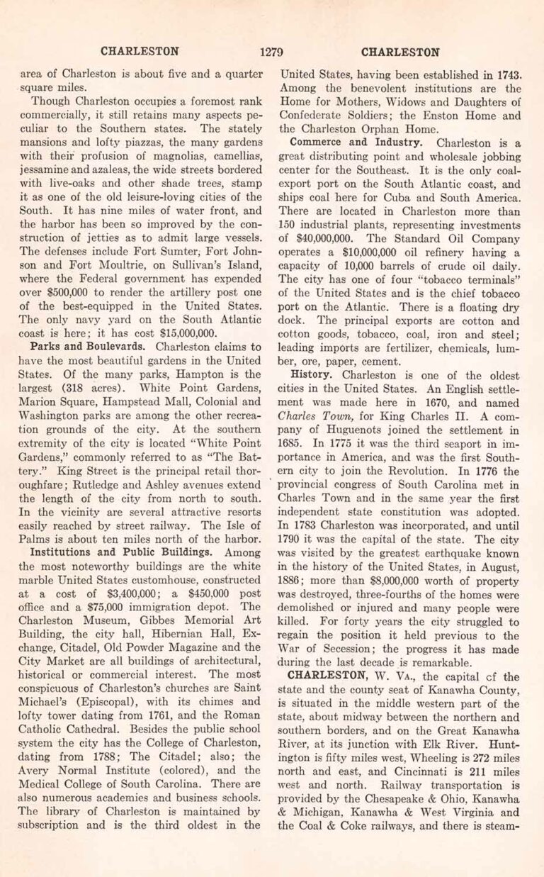 Charleston WV, Charlevox, and Charlotte NC  Vintage Encyclopedia Page 1280