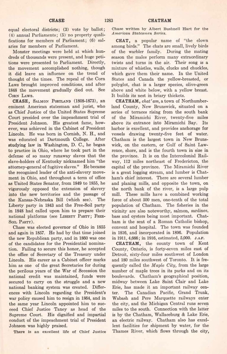 Chase, Chat, + Chatham Vintage Encyclopedia Page 1283