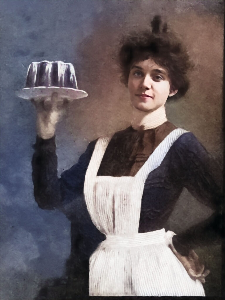 Vintage Woman Holding Plate of Gelatin
