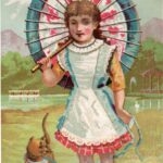 Girl Umbrella Cat Card Web