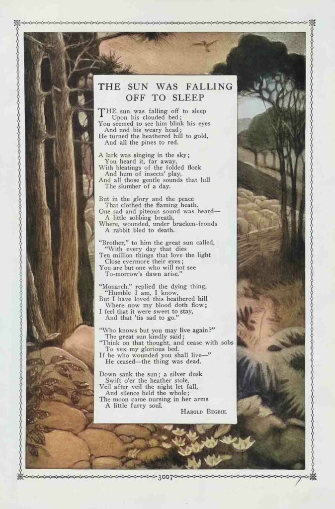 The Sun Was Falling Off To Sleep Poem Web