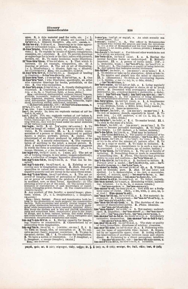 Vintage Dictionary Page Letter I, Page 358