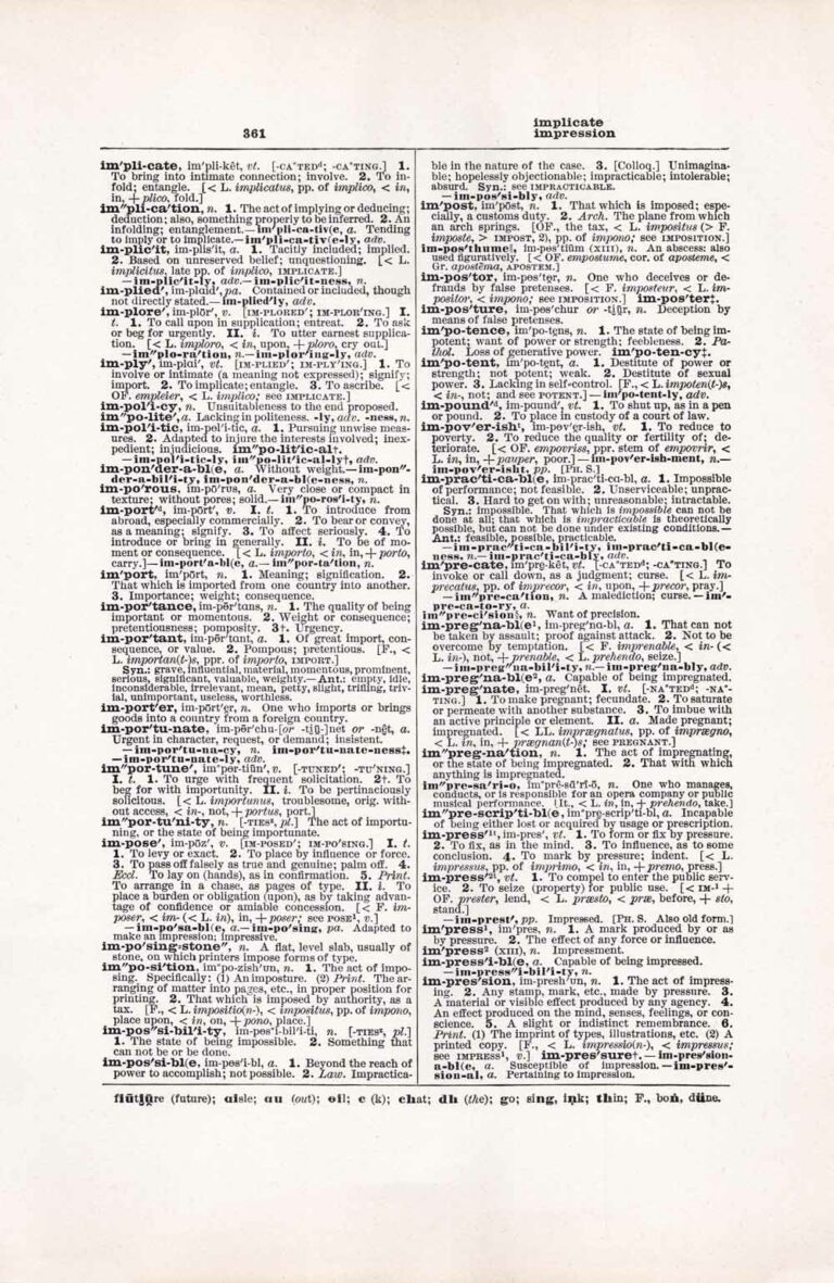 Vintage Dictionary Page Letter I, Page 361