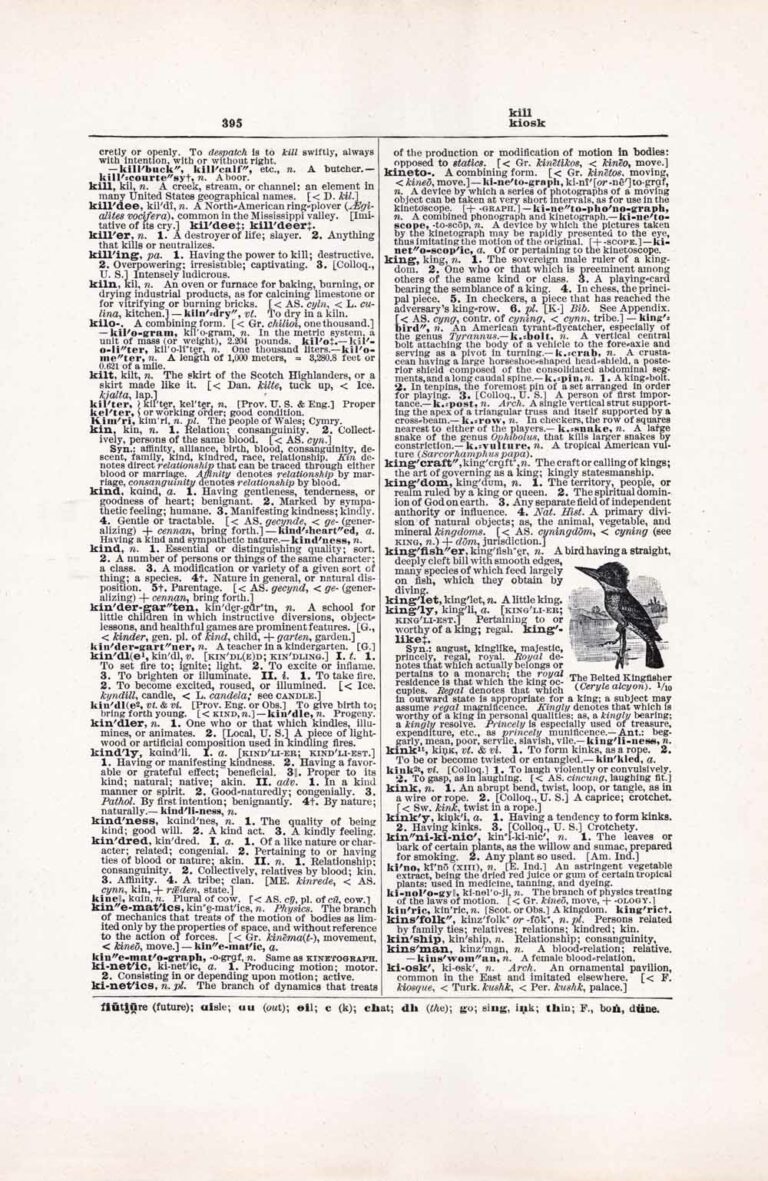 Vintage Dictionary Page Letter K, Page 395