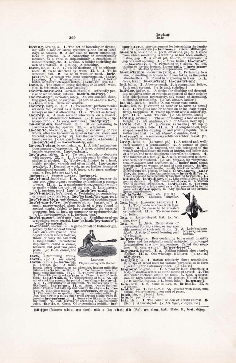 Vintage Dictionary Page Letter L, Page 399