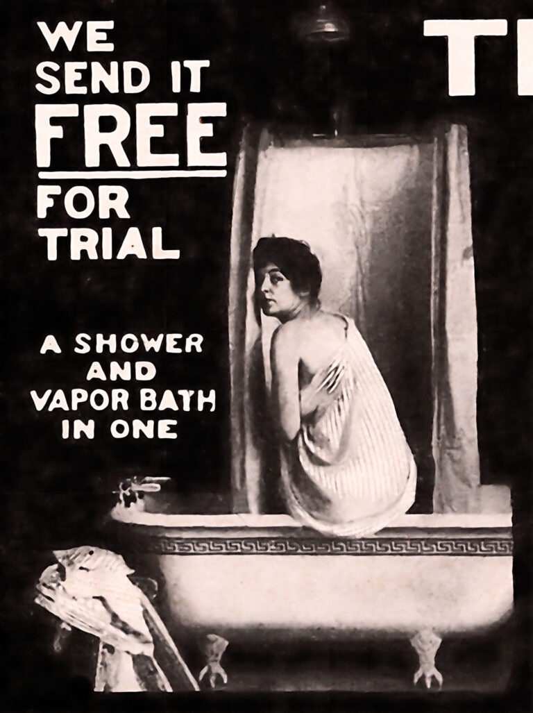 Woman in Bathtub Shower Vintage Advertisement Ephemera Image