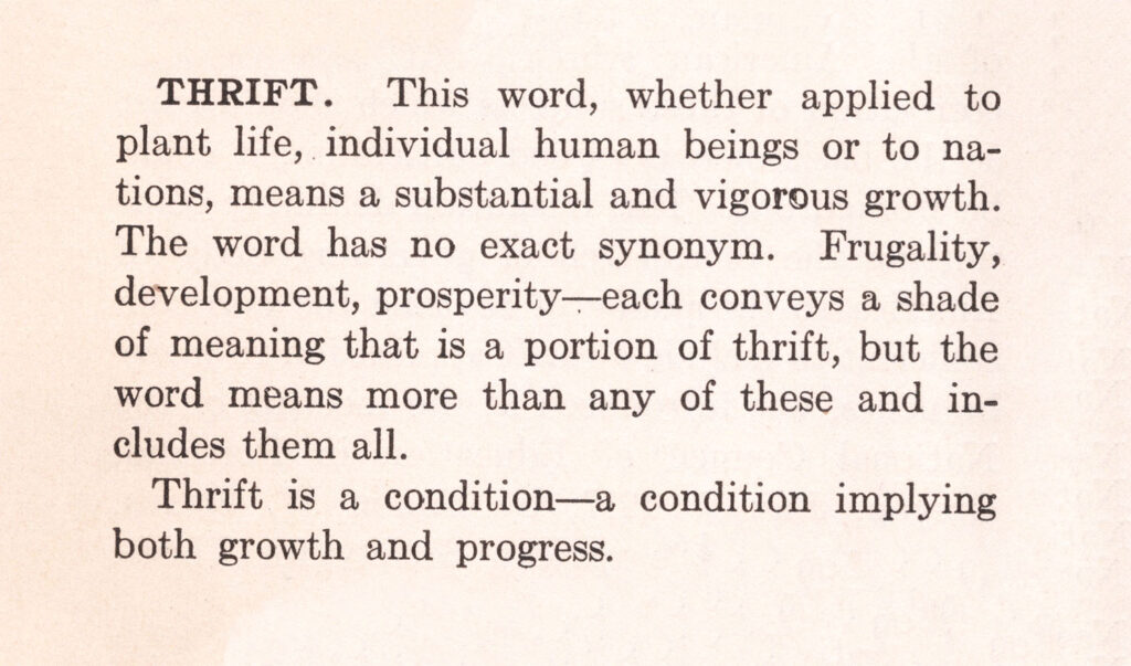 The Meaning Of The Word Thrift Wb Web